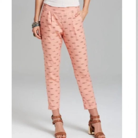 Free People Pants - Free People Metallic Linen Cropped Pull On Pants M